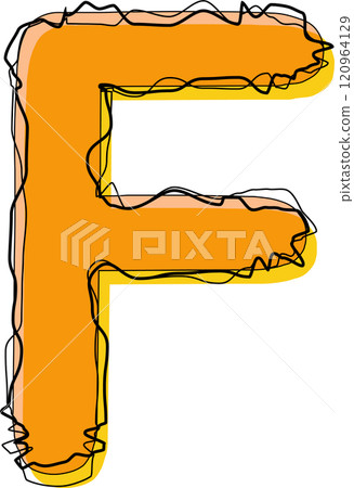 Orange Outline Scribble Alphabet Letter F Orange Outline Scribble Alphabet Letter F 120964129
