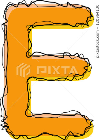 Orange Outline Scribble Alphabet Letter E Orange Outline Scribble Alphabet Letter E 120964130