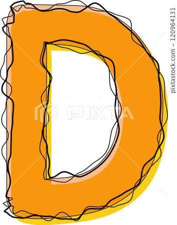 Orange Outline Scribble Alphabet Letter D Orange Outline Scribble Alphabet Letter D 120964131