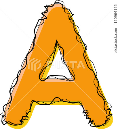 Orange Outline Scribble Alphabet Letter A Orange Outline Scribble Alphabet Letter A 120964133
