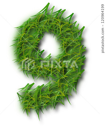 Green Grass Alphabet Number 9 120964199