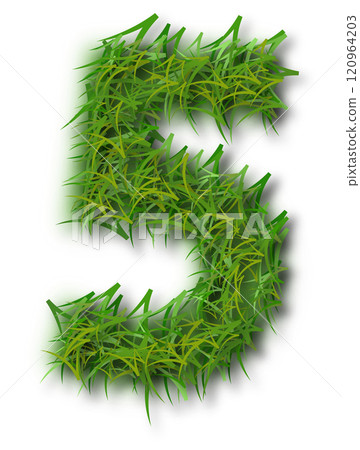 Green Grass Alphabet Number 5 120964203