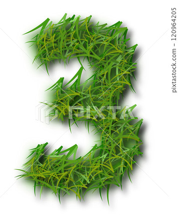 Green Grass Alphabet Number 3 120964205