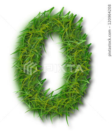 Green Grass Alphabet Number 0 120964208
