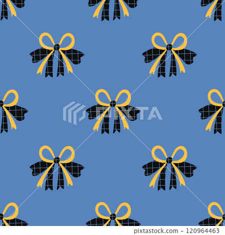 A seamless pattern with flat textured bows and ribbons A seamless pattern with flat textured bows and ribbons 120964463