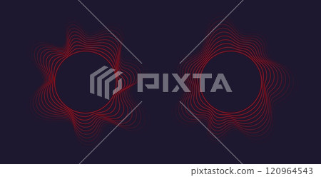 Round sound wave frames, circular lines pattern, radial curvy shapes, geometric concentric design. Round sound wave frames, circular lines pattern, radial curvy shapes, geometric concentric design. 120964543