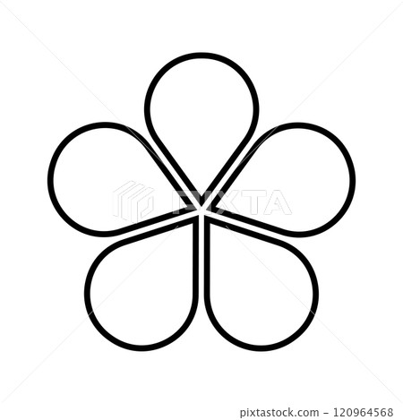 Flower icon. Floral diagram divided into 5 equal sections. Pie chart with five petals isolated on white background. Template for business data presentation. Vector graphic illustration 120964568