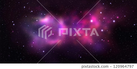 Space vector background with realistic nebula and shining stars. Magic colorful galaxy with stardust 120964797