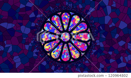 Stained glass rosette vector illustration 120964802