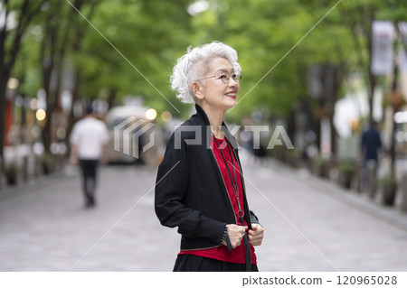 微笑的灰髮高級婦女 微笑的灰髮高級婦女 120965028