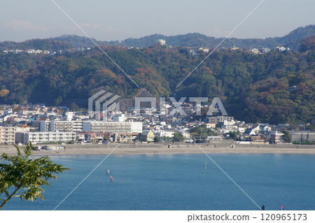 View of Hayama and Zushi Coast from the summit of Osaki Park 120965173