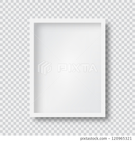 Empty white picture frame mock up on transparent background for your design, Vector Illustration Empty white picture frame mock up on transparent background for your design, Vector Illustration 120965321