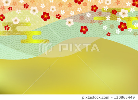 日本圖案新年賀卡梅花背景 120965449