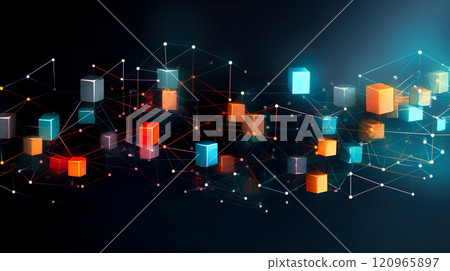 Background of colorful square blocks representing a network connection 120965897