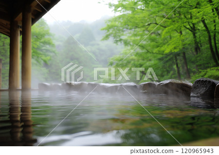 The appeal of Japanese open-air baths: A relaxing hot spring experience that blends with nature 3 AI-generated images 120965943
