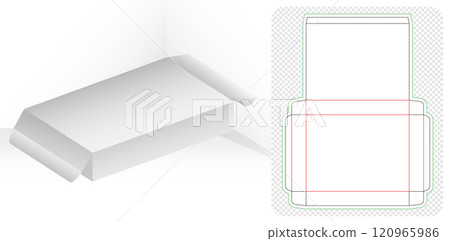 Box packaging die cut template designs 3d mock-up isolated white backgrounds for your product in the form foldable crease thickness for bakery shops, products compartments unique designs minimalist Box packaging die cut template designs 3d mock-up isolated white backgrounds for your product in the form foldable crease thickness for bakery shops, products compartments unique designs minimalist 120965986