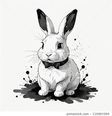 這是一隻水墨畫風格的兔子。我們使用人工智慧生成的圖像。 這是一隻水墨畫風格的兔子。我們使用人工智慧生成的圖像。 120965994