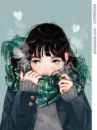 寒冷的冬日戴圍巾的女高中生⑤ 寒冷的冬日戴圍巾的女高中生⑤ 120966288