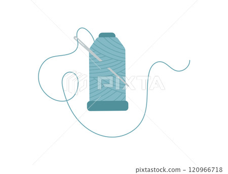 Sewing needle and spool logo, doodle sewing supplies object, cartoon tailor tool element, hand drawn embroidery decoration design, vector fashion accessories illustration, Sewing needle and spool logo, doodle sewing supplies object, cartoon tailor tool element, hand drawn embroidery decoration design, vector fashion accessories illustration, 120966718