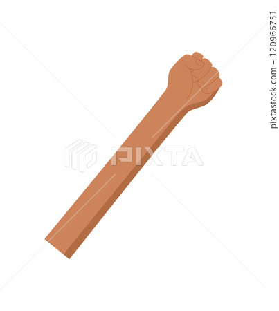 Woman fist protest sign, woman holding protest sign, character holds revolution symbol, person raise support fist, man show up strength gesture, human hold solidarity arm, 120966751