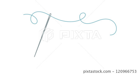 Sewing needle and thread logo, cartoon dressmaking accessories element, vector embroidery tool illustration, flat tailor craft supplies design, hand drawn sewing decoration object, Sewing needle and thread logo, cartoon dressmaking accessories element, vector embroidery tool illustration, flat tailor craft supplies design, hand drawn sewing decoration object, 120966753
