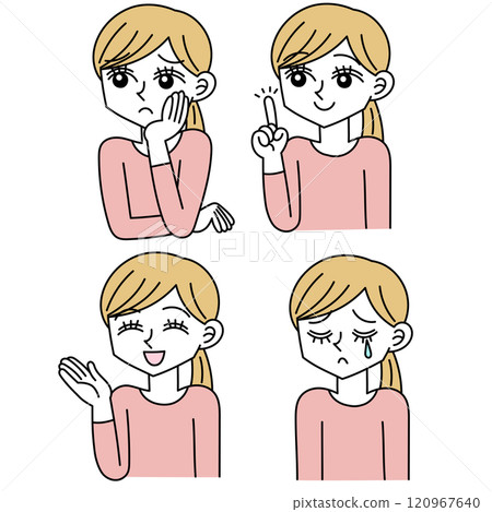 女性臉部表情姿勢設定顏色 120967640
