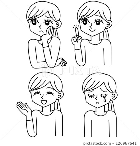 女性臉部表情姿勢集 女性臉部表情姿勢集 120967641