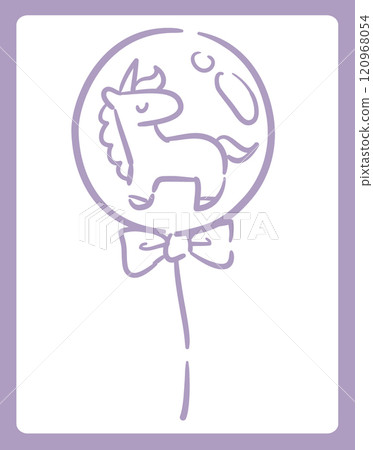 獨角獸氣球。夢川，少女柔和色調插畫素材。向量插圖材料。 120968054