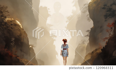 Valley and girl AI image 120968311