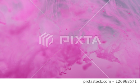 Colorful splash. Water surface. Defocused bright pink drops sparkling flow liquid fluid ink cloud dripping on abstract art background. Colorful splash. Water surface. Defocused bright pink drops sparkling flow liquid fluid ink cloud dripping on abstract art background. 120968571