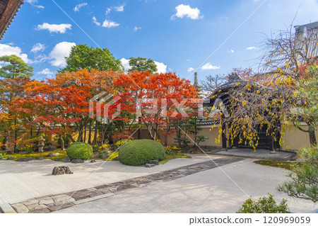 Kyoto Myokenji Temple (Myokenji) - Beautiful autumn leaves in the Shikai Shodo Garden Kyoto Myokenji Temple (Myokenji) - Beautiful autumn leaves in the Shikai Shodo Garden 120969059