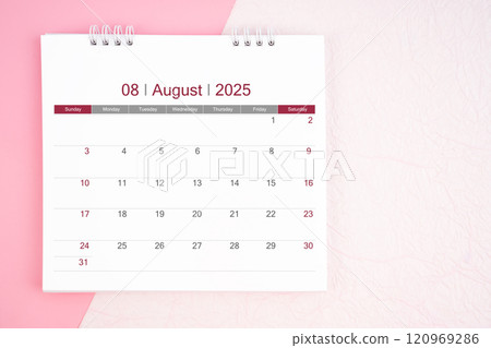 August desk calendar for 2025 year for schedule to make appointment meeting. 120969286
