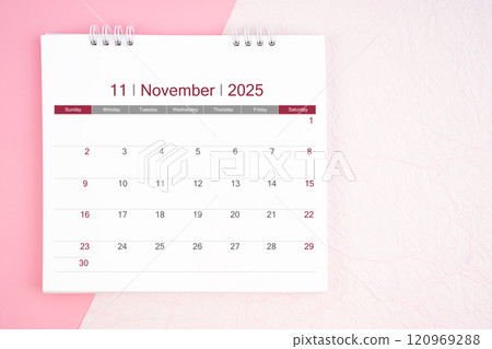 November desk calendar for 2025 year for schedule to make appointment meeting. November desk calendar for 2025 year for schedule to make appointment meeting. 120969288