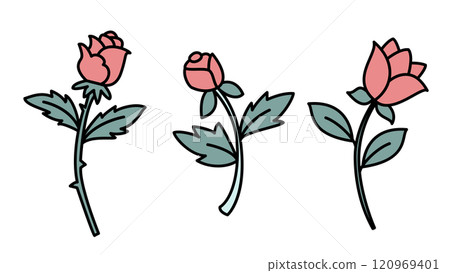 Three Romantic Roses Vector isolated 120969401