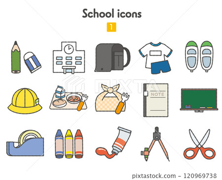 Collection of school-related icons 1 (color) 120969738
