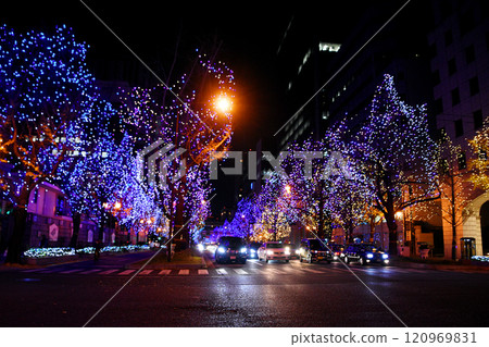 Osaka city night view - Midosuji illumination 120969831