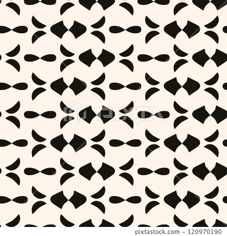 Simple minimalist geometric seamless pattern. Abstract monochrome minimal background with small floral shapes. Subtle repeat design for decor, print. 120970190
