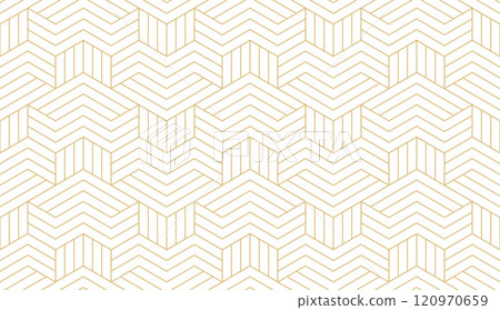 Abstract geometric pattern with stripes, lines. Seamless vector background. White and golden ornament. Simple lattice graphic design Abstract geometric pattern with stripes, lines. Seamless vector background. White and golden ornament. Simple lattice graphic design 120970659