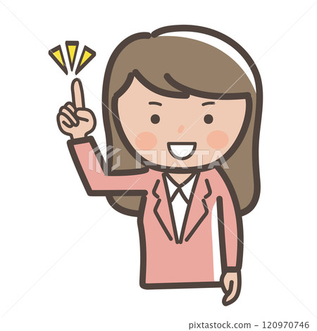 Illustration of a businesswoman explaining the points 120970746