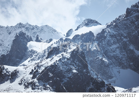 Snowy mountain peaks, rock 120971117