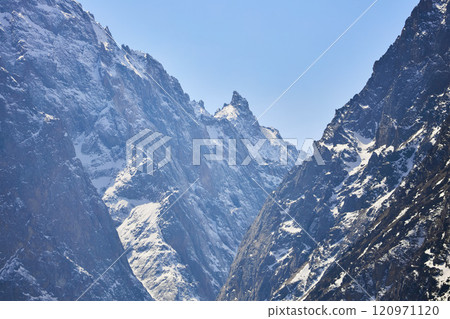Snowy mountain peaks, rock Snowy mountain peaks, rock 120971120
