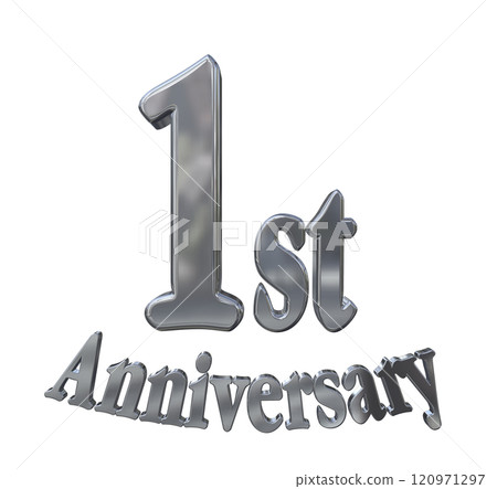 3DCG letters "1st Anniversary/1st Anniversary Mark Sparkling" Silver, Silver 3DCG letters "1st Anniversary/1st Anniversary Mark Sparkling" Silver, Silver 120971297