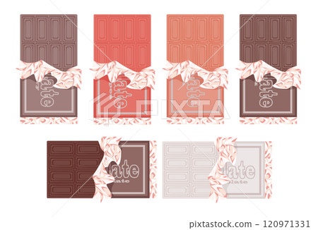Packaging for a wide variety of flavored chocolates Packaging for a wide variety of flavored chocolates 120971331