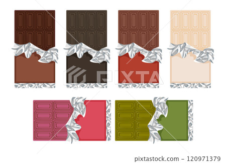 Packaging for a wide variety of flavored chocolates 120971379