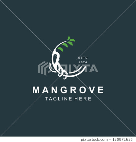 Mangrove tree logo nature design Abstract Minimalist Sign Symbol Environment template 120971655