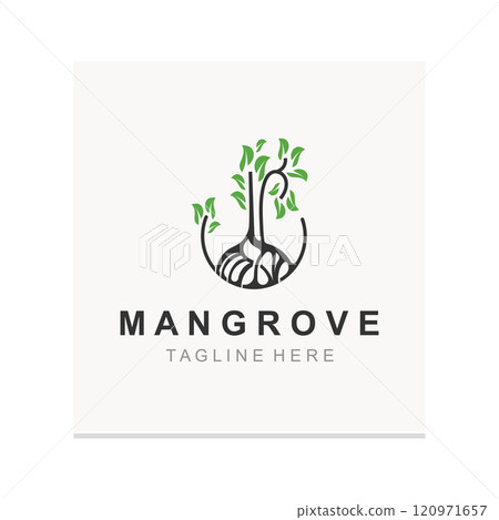 Mangrove tree logo nature design Abstract Minimalist Sign Symbol Environment template 120971657