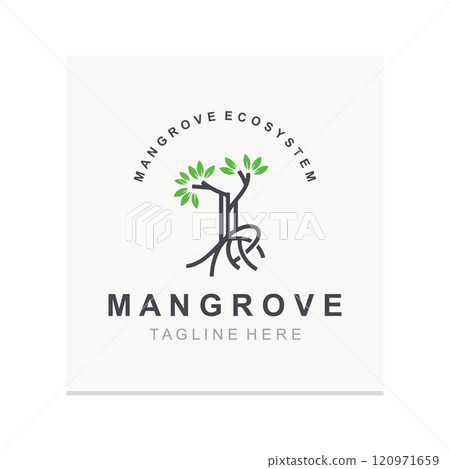 Mangrove tree logo nature design Abstract Minimalist Sign Symbol Environment template 120971659