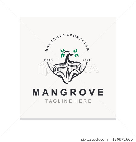 Mangrove tree logo nature design Abstract Minimalist Sign Symbol Environment template 120971660