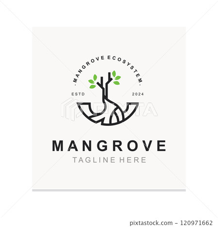 Mangrove tree logo nature design Abstract Minimalist Sign Symbol Environment template 120971662
