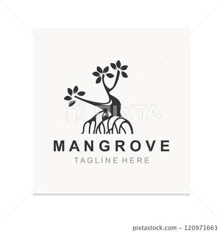Mangrove tree logo nature design Abstract Minimalist Sign Symbol Environment template 120971663